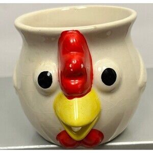 Rooster Chicken Creamer Syrup Pitcher Egg Separator Ceramic White Country Farm
